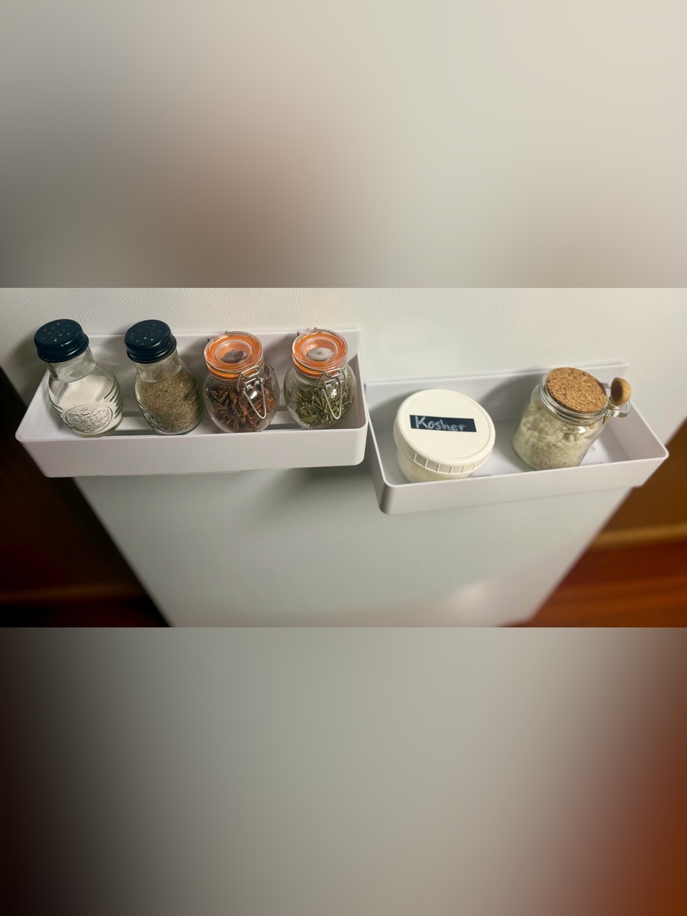 White Magnetic Fridge Spice Shelves (2) Kitchen Storage Organizer